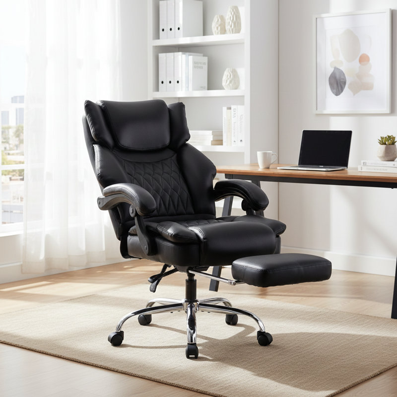 PU Leather Office Chair With Recline And Lumbar Support