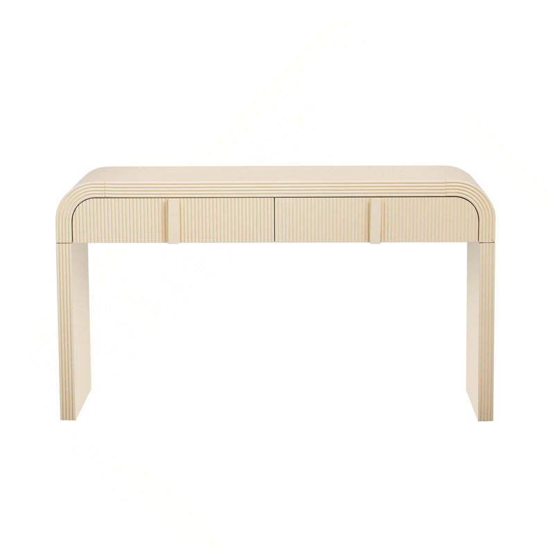 Codel Entry Console Table with Fluted Drawers, Apricot Cream