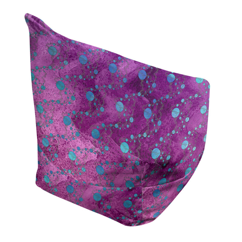 Fauteuil sac de pois Leffel, Housse de pouf, H 38 po x l 42 po x P 29 po, Rose / Bleu