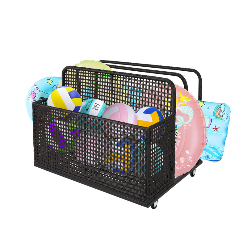 Rangement flottant pour piscine en osier de 39 pouces pour l'extérieur, Noir