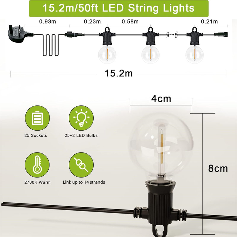 Cassada 4cm 25 - Bulb Globe String Light