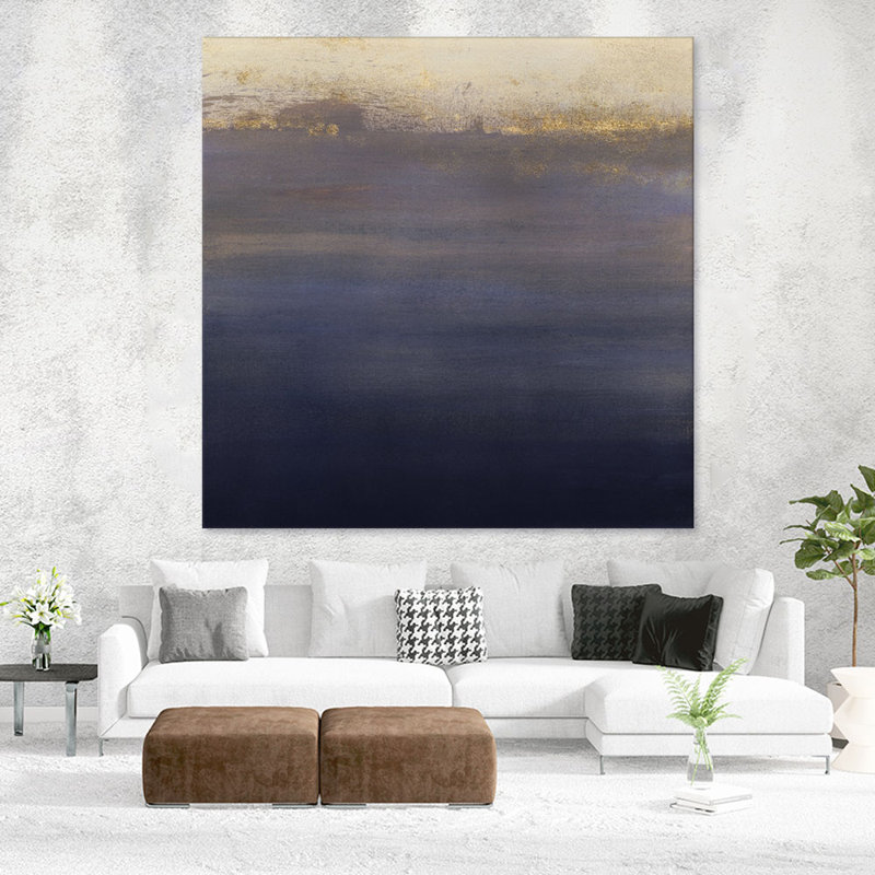 Reproduction d’art sur toile tendue « indigo sundown i » par victoria borges, H 72 po x l 72 po x P 1,5 po