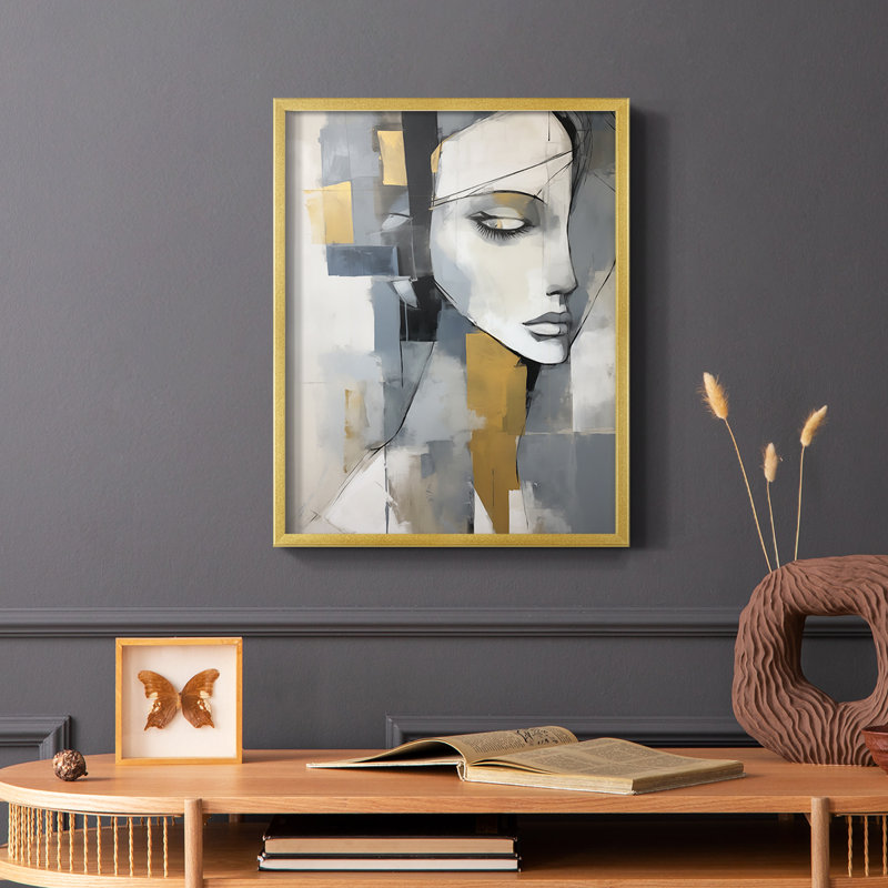 WOMEN Series Cxxxxi - reproduction encadrée de qualité supérieure - prête à être accrochée - aucun clou requis, Or
