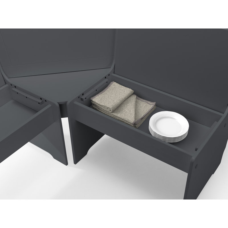 Lief 5 Person Corner Breakfast Nook with Hidden Storage, Anthracite