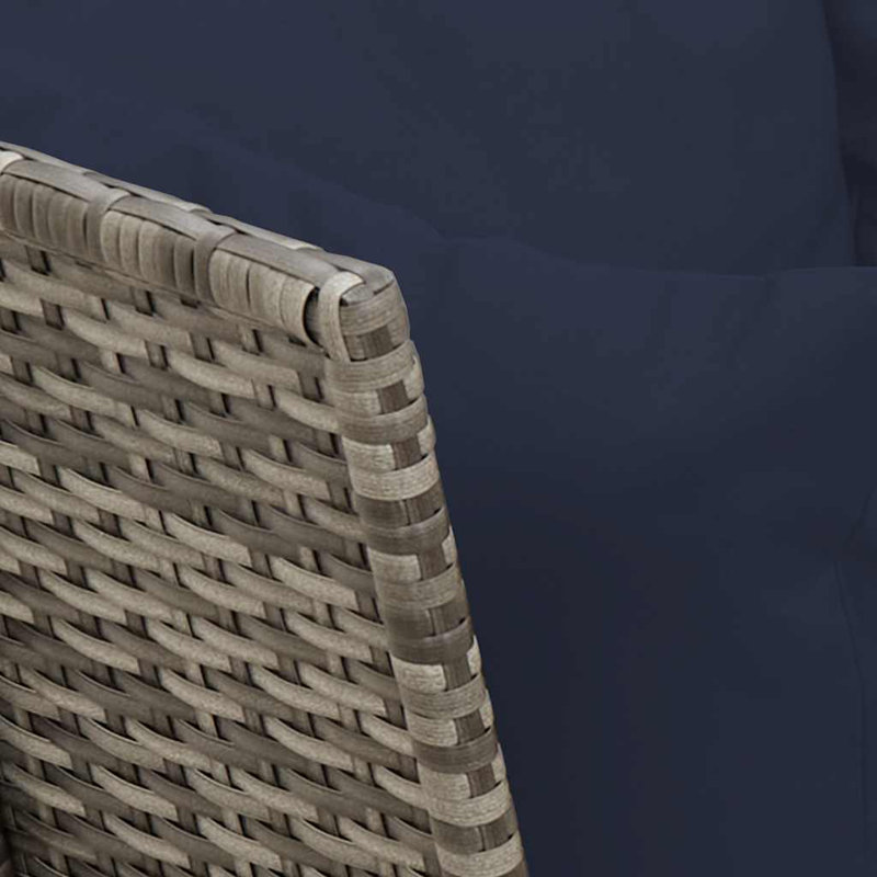 Patio Sofa With Cushions Poly Rattan, Navy Blue/Gray