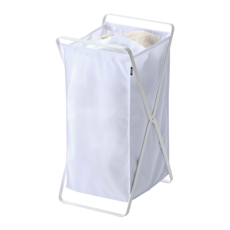 Panier à linge Yamazaki Home - Range-panier pliable, acier, Blanc, Grand (H 25,2 po x l 11,81 po x P 14,17 po)