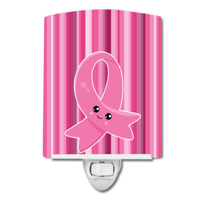 Breast Cancer Awareness Ribbon Face Ceramic Night Light