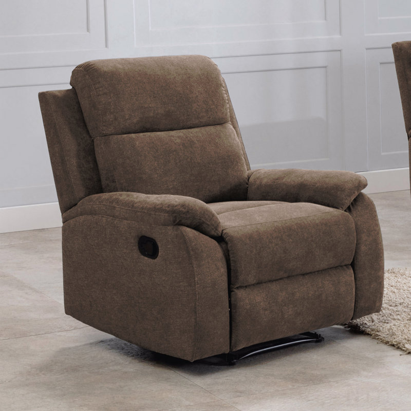 Fauteuil inclinable en tissu de luxe brun Ronald - structure en acier de bois franc, ressorts revêtus de mousse, coussins à plateau-coussin