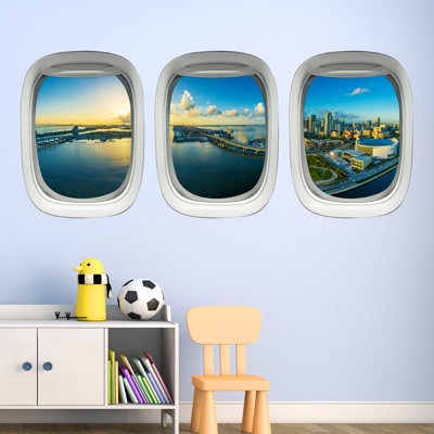 Adhésif décoratif "miami" pour chambre à coucher-avion pour fenêtre horizon 