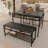Industrial Dining Table Set with Storage Bench and Wine Rack