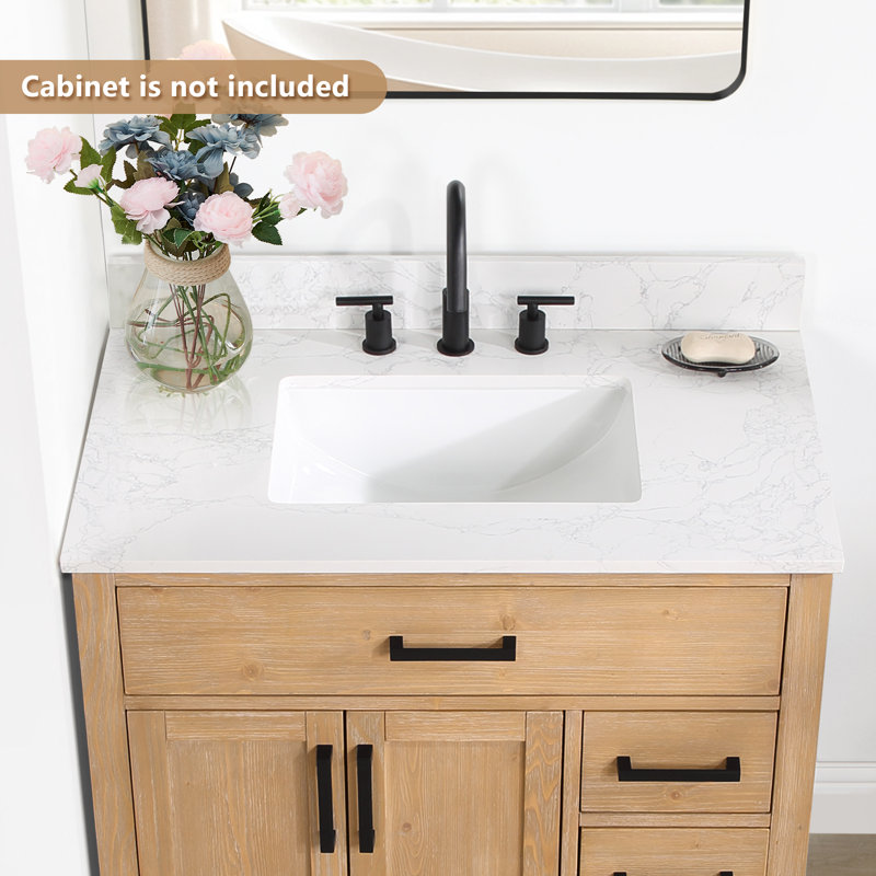 Ceres 37" Grain White Engineered Stone Vanity Top with Sink