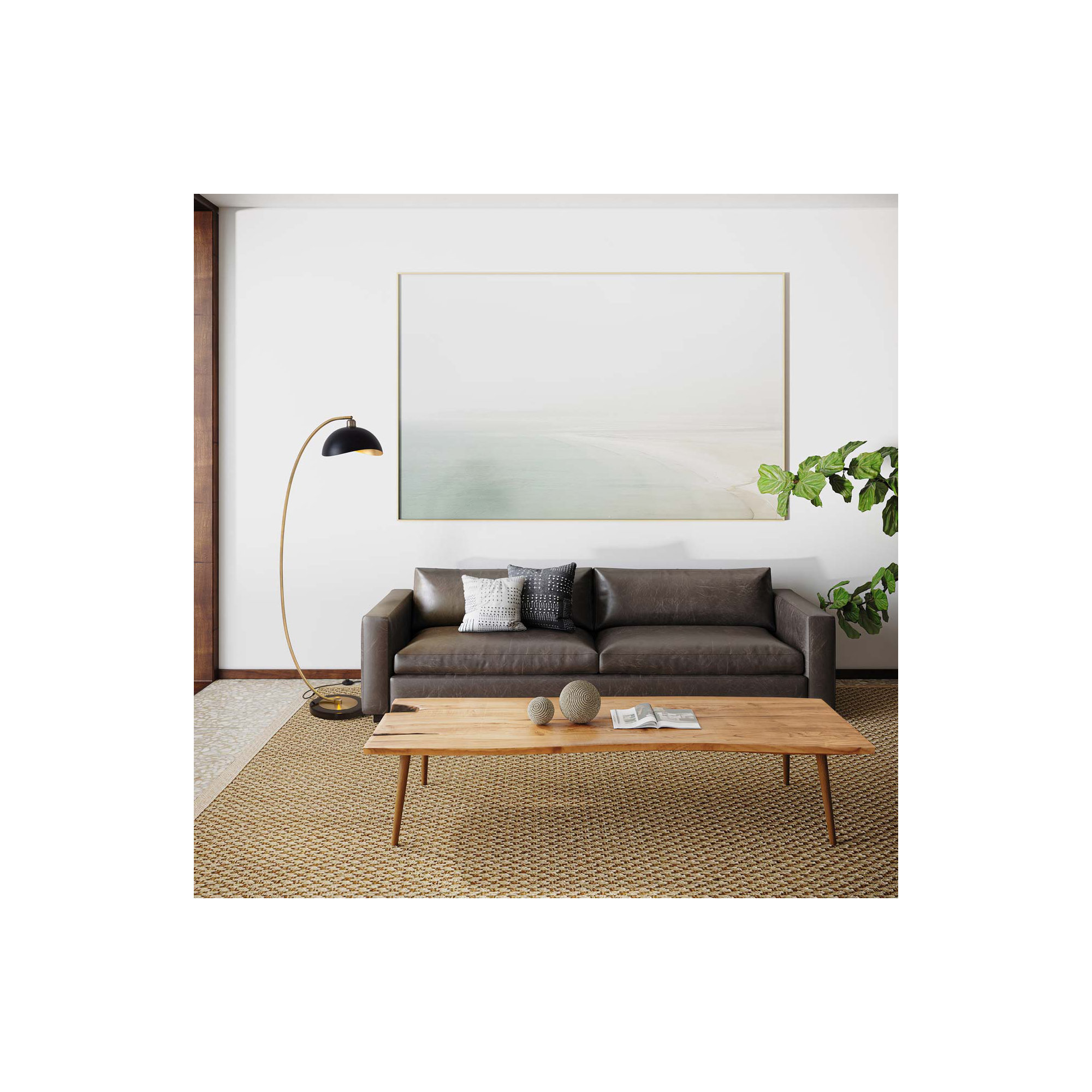 Luna Bella 60" Arched Floor Lamp, Black, Weather Brass