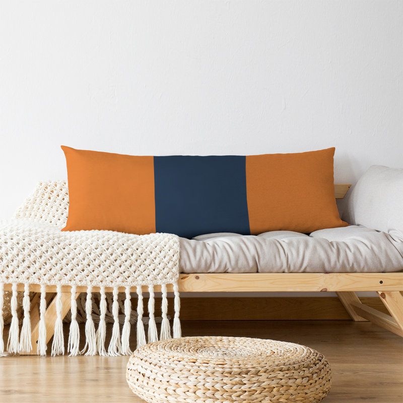 Abel Polyester Medium Pillow, Orange/Blue/Orange