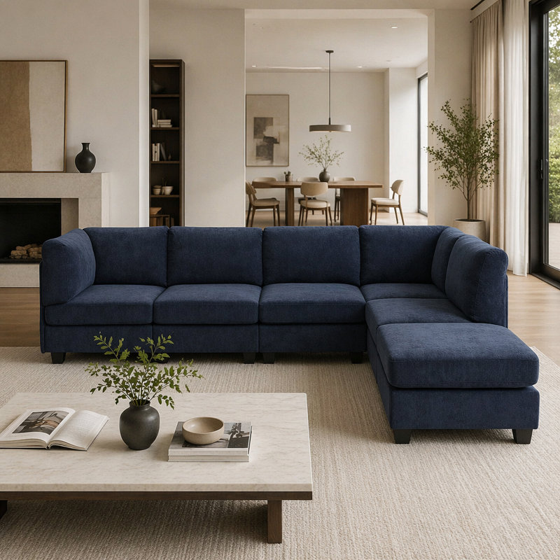 Polyester Modular Sectional Sofa With Tool-Free Assembly