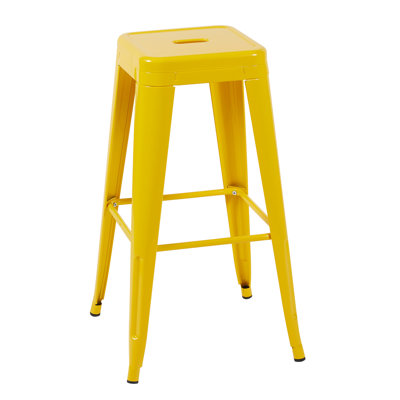 Yellow 30 Inch Counter Height Backless Metal Bar Stools Of 4, Non-stackable, Easy To Clean, Space, For Kitchen Island, Bar, , Dining Room, Waterproof And Deformation- Yellow, Detachable, Quick