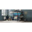 Lit mezzanine polyvalent en métal avec garde-robe, bureau, USB et DEL, parfait pour économiser de l'espace et être multifonctionnel-417291309