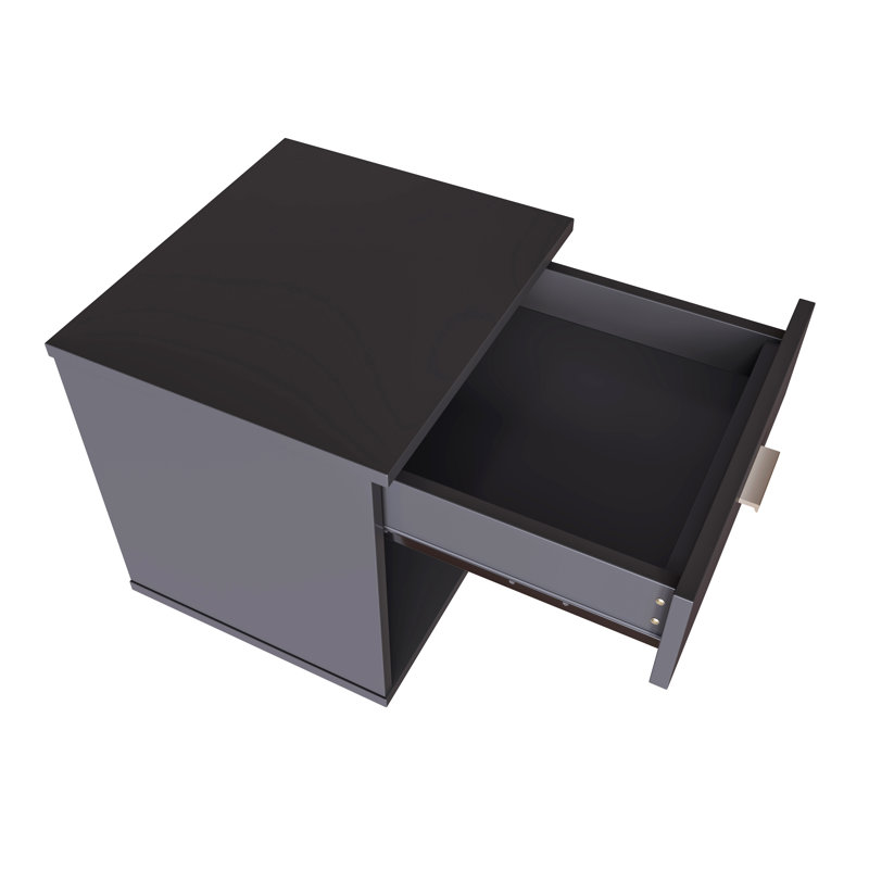 Novara Single Drawer Low Profile Nightstand, Black