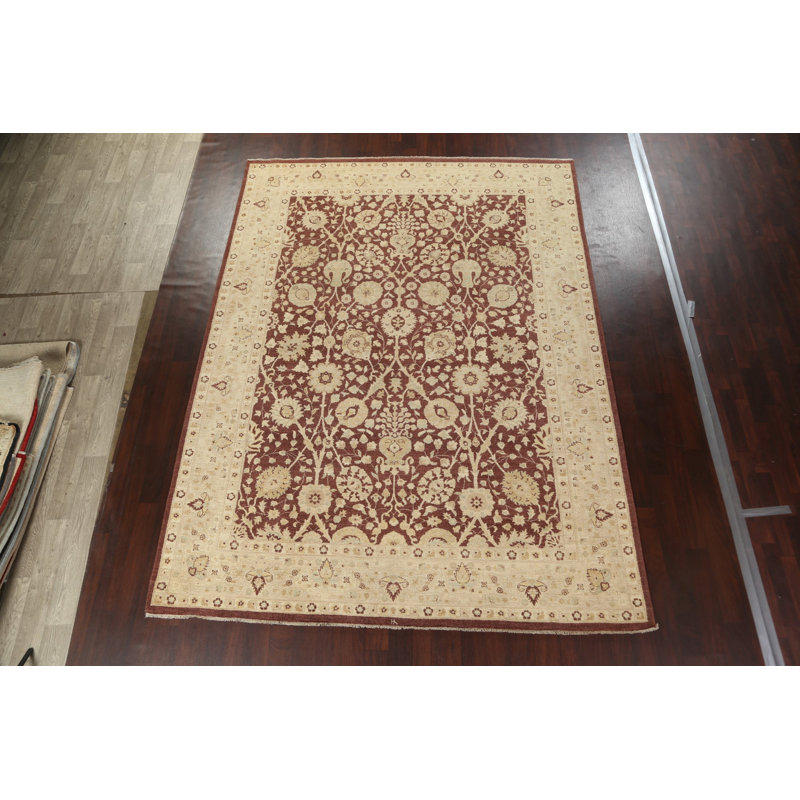 Tapis floral floral Oushak Chobi noué à la main 9 x 12