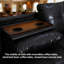 Ensemble de canapé noir avec repose-pieds, table basse réversible et méridienne fendue-640672665