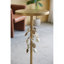 Table d'appoint ronde en fer 11,8 x 11,8 x 28,3 po avec accents floraux dorés et blancs et base en ciment