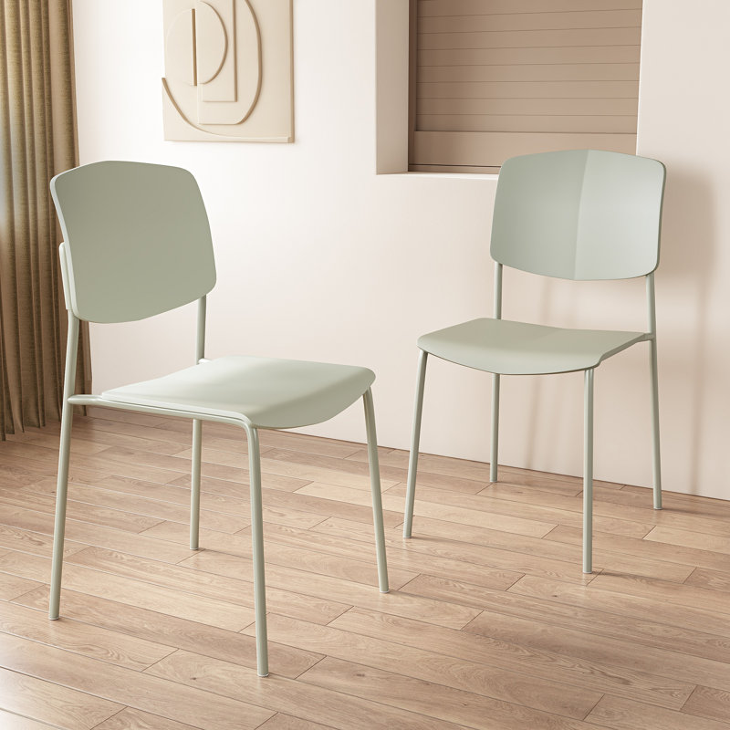 Pair of Aspen Academy Kitchen Chairs, Plastic Seat with Metal Legs, Green