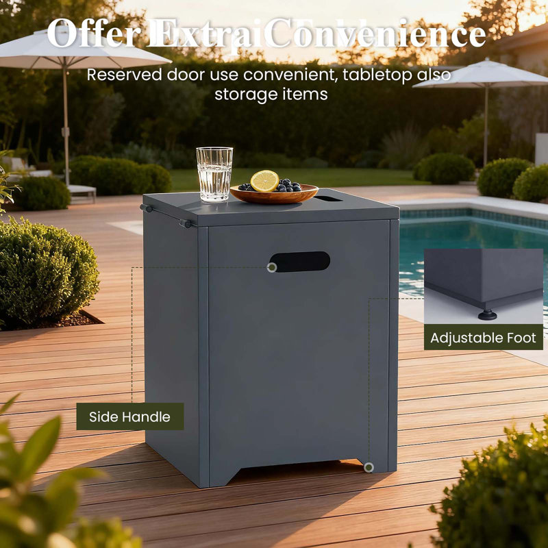 Table rectangulaire pour foyer d'extérieur au gaz propane sans fumée 42 po avec réservoir de carburant caché LayinSun, Gris