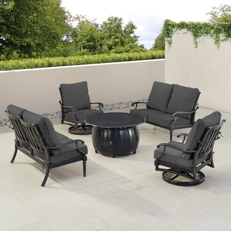 Pailynn Outdoor 6 - Piece Conversation Set, Black