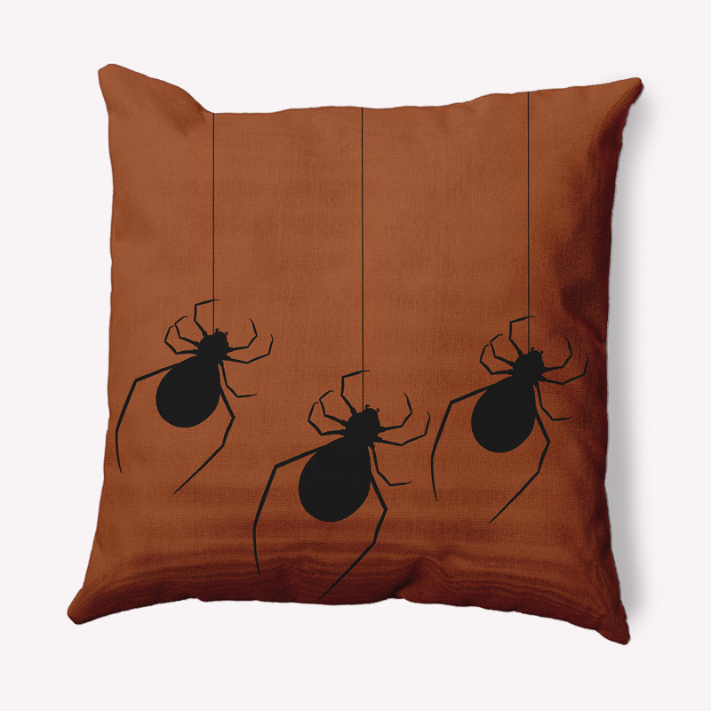 Coussin décoratif carré Hanging Spiders, 18 po x 18 po, Terre de Sienne