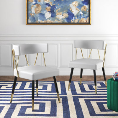 Kalyn Upholstered Side Chair in White/Gold