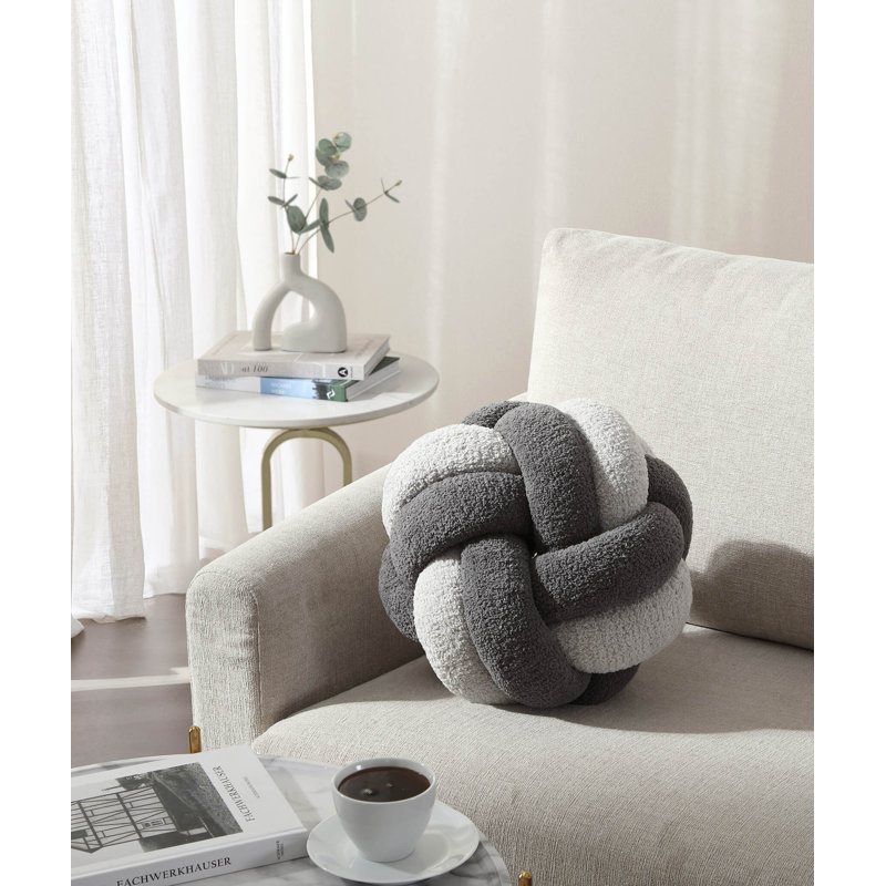 Knot Circular Pillow Cover & Insert, Granite/Cloud Gray