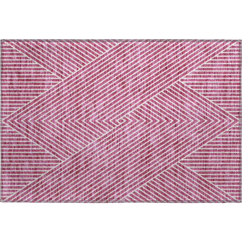 Tapis rosé de qualité supérieure lavable à la machine Prisco, Rectangle 1 pi 8 po x 2 pi 6 po