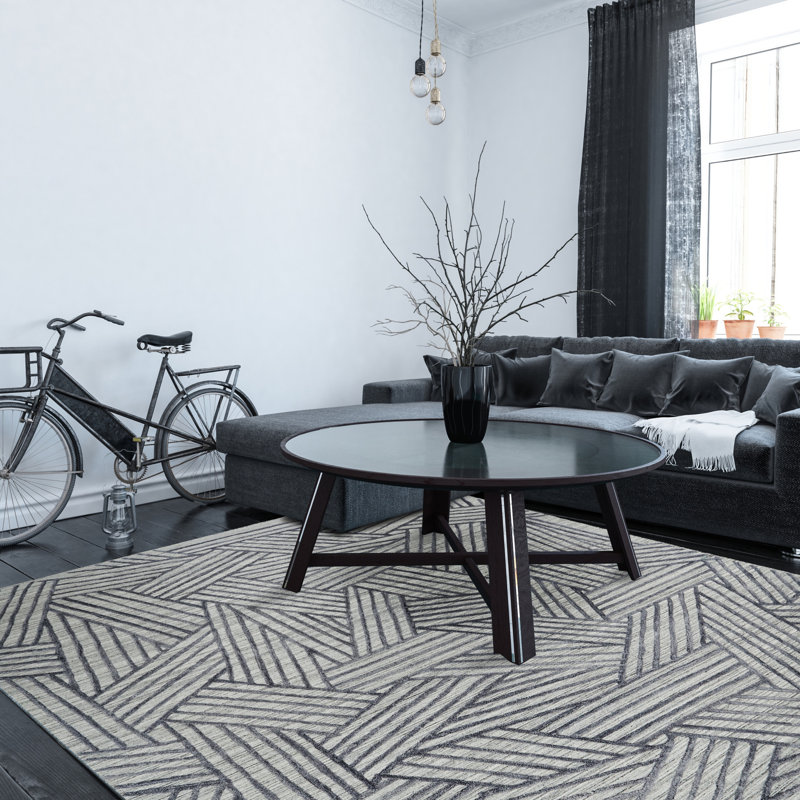 Hojovice Geometric Area Rug in Gray, Rectangle 10' x 14'