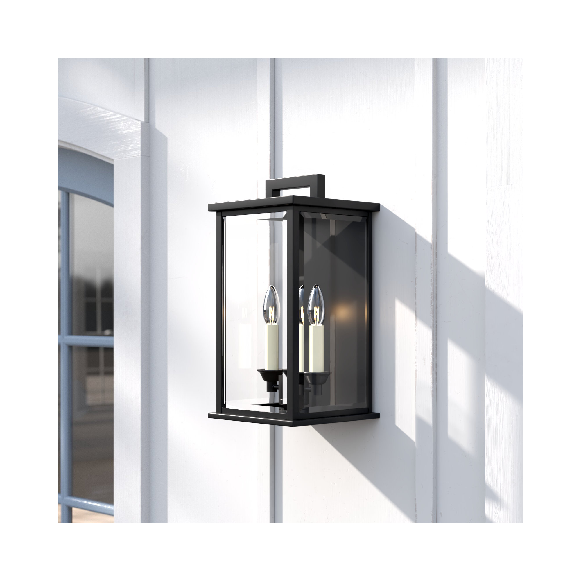 2 Light Outdoor Aluminum Wall Light, 14.25" H x 7.75" W x 7.75" D