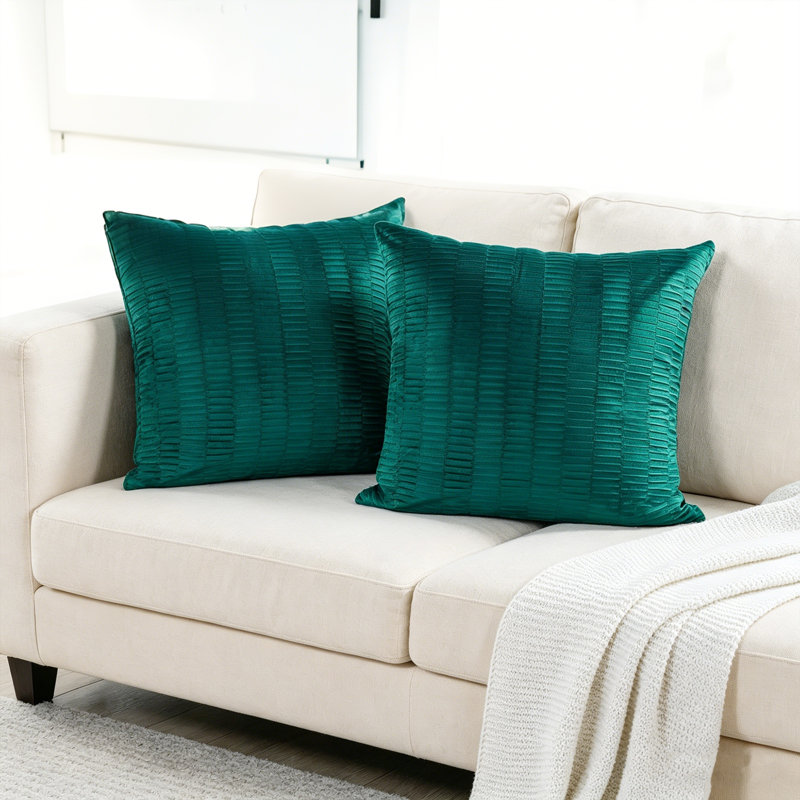 Housse de coussin en velours à plis Euro, Saphir