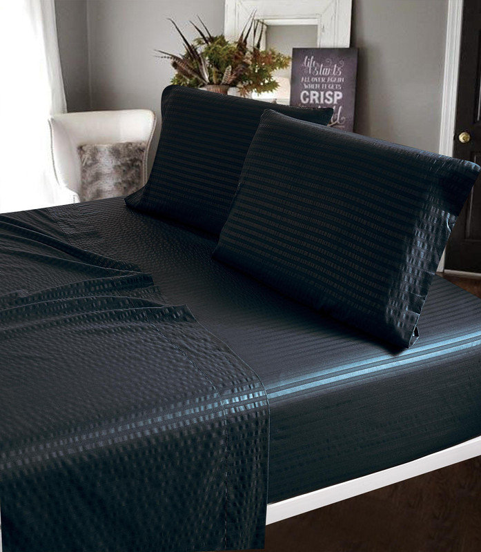 Ultra-Soft Sheet Set - 4pc, Wrinkle-Free, Lightweight, Quick-Dry, Black, Twin Sheet Set w/ 1 Fitted Sheet & 2 Pillowcases