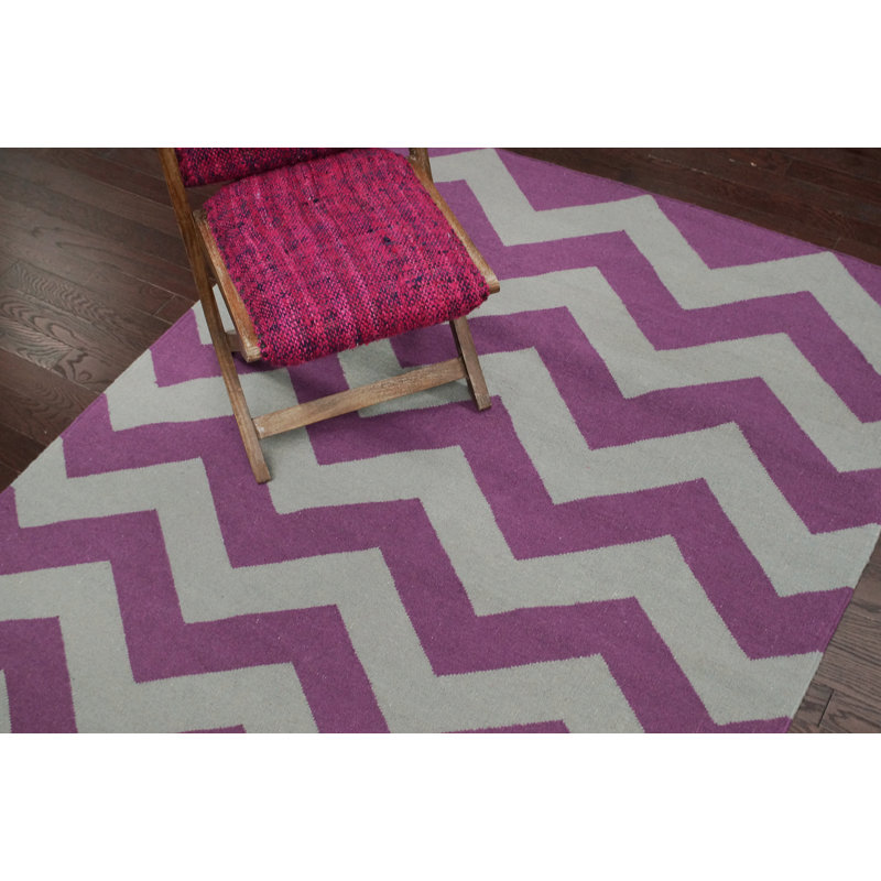 Tapis rose à chevrons Panama, 7 pi 6 po x 9 pi 6 po