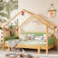 Lit simple en bois dans une cabane dans un arbre avec rails à coussin souple, pour enfants, adolescents, filles, garçons, vert