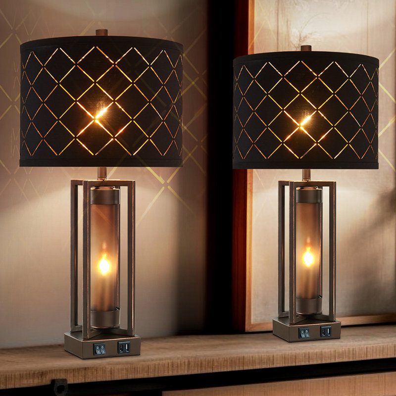 Ensemble de lampes de table 26 po avec veilleuse et ports USB Louann
