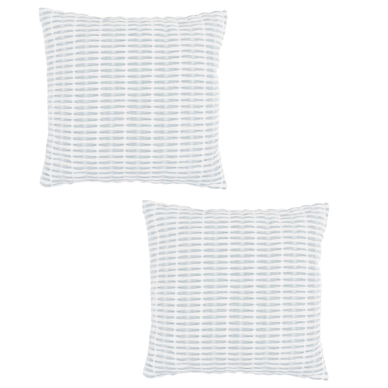 Atlantic Blue and White Cotton Euro Pillow Covers Set