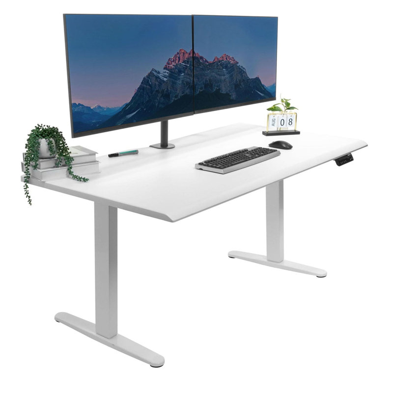 Dual Motor Electric Standing Desk With  Tabletop -, 48.20" H x 60" W x 29.50" D, White/White