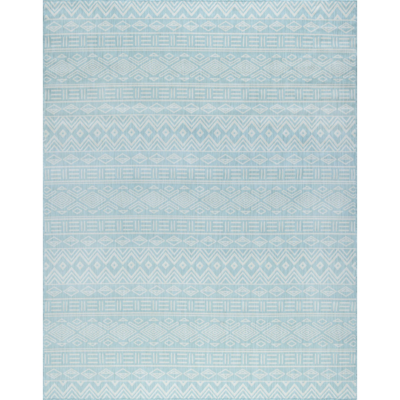 Tapis intérieur / extérieur turquoise Urbina, Rectangle 4 pi x 5 pi 3 po