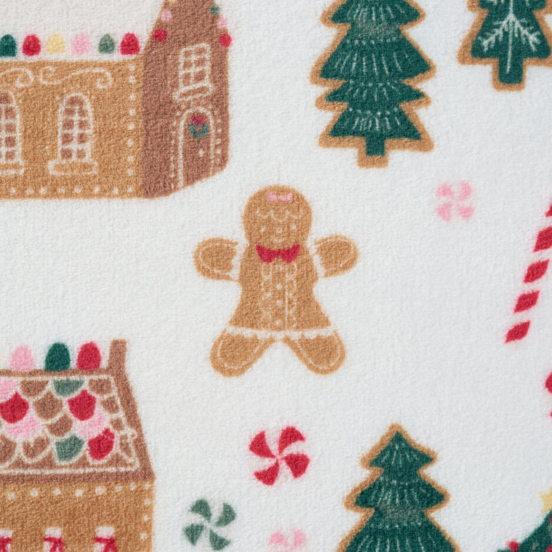 Ensemble de 2 pièces Hallmark Pain d'épices pour les fêtes : couverture en peluche et coussin décoratif