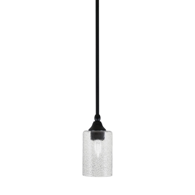 Mini-luminaire suspendu suspendu au fini noir mat avec verre à bulles de 4 po, Fumée