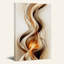 Tableau abstrait sur toile représentant des vagues fluides en bronze et crème-2046708771