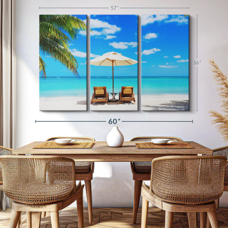 «Beach Deckchairs», 3 pièces, H 36 po x l 57 po