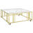 Square Tempered Glass-Top Coffee Table with Rolling Casters, Matte Brass-101770310