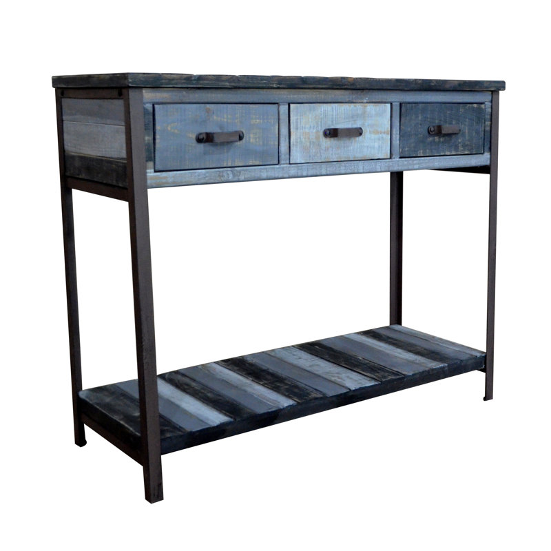 Klem 40'' Solid Wood Top Console Table, Black