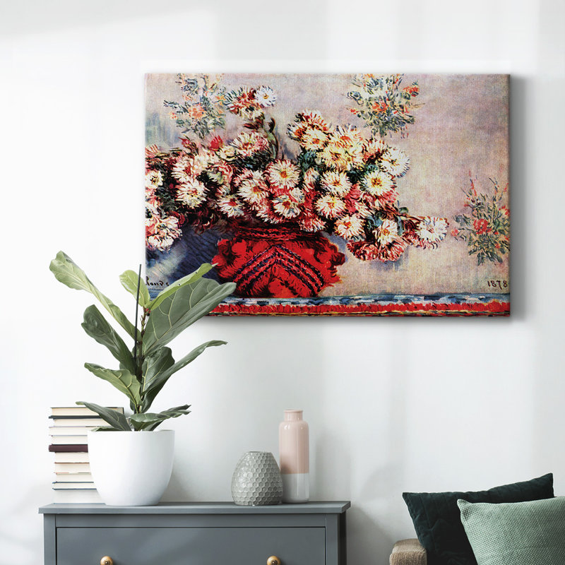 still life chrysanthemums-Gallery Wrapped Canvas, 12" H x 18" W