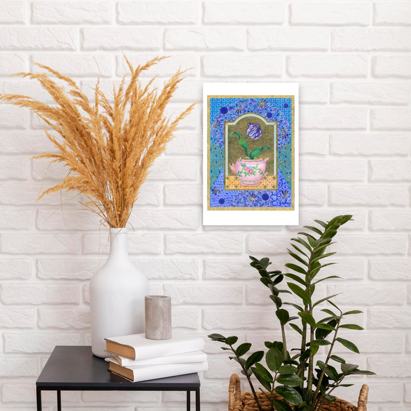 Tulip And Broken Teapot Abstract Colorful Elegant Tulip Violet Flower Wall Art Print 1 Piece Wrapped Canvas Wall Art