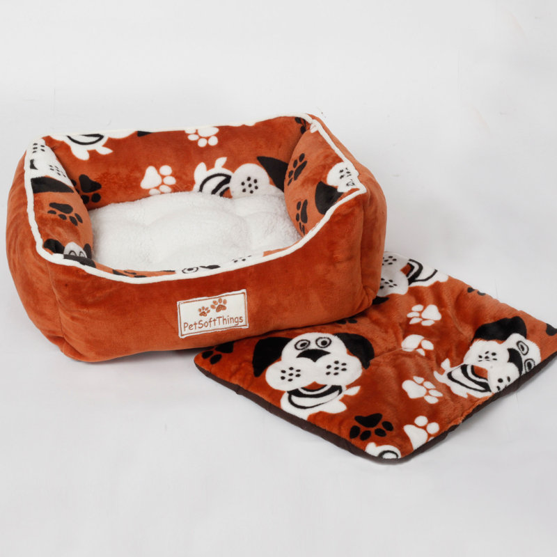 Animal Print Polyester Pet Bed, Brick